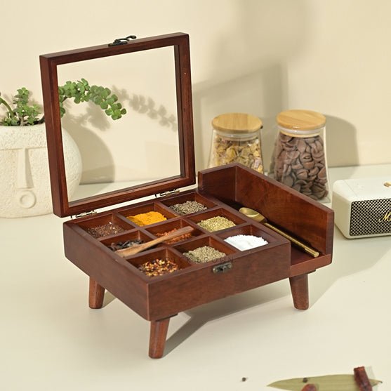 Legged Wooden Spice Box | Verified Sustainable Baskets & Boxes on Brown Living™