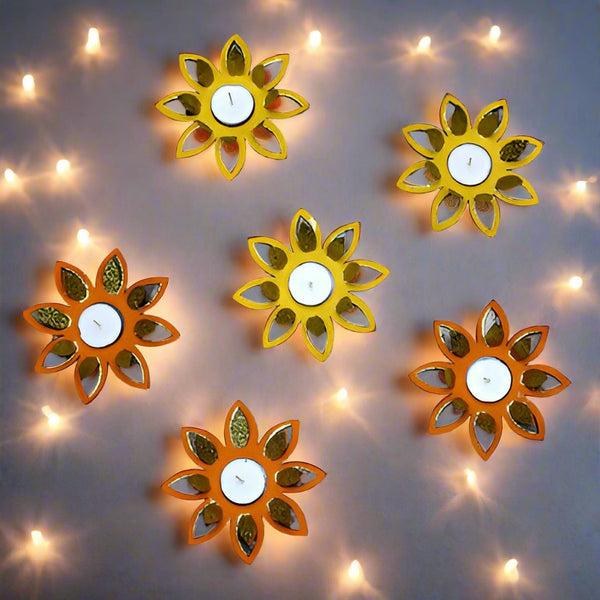 Lily Flower Paper Diya Rangoli - Set of 6 | Verified Sustainable Lamps & Lighting on Brown Living™