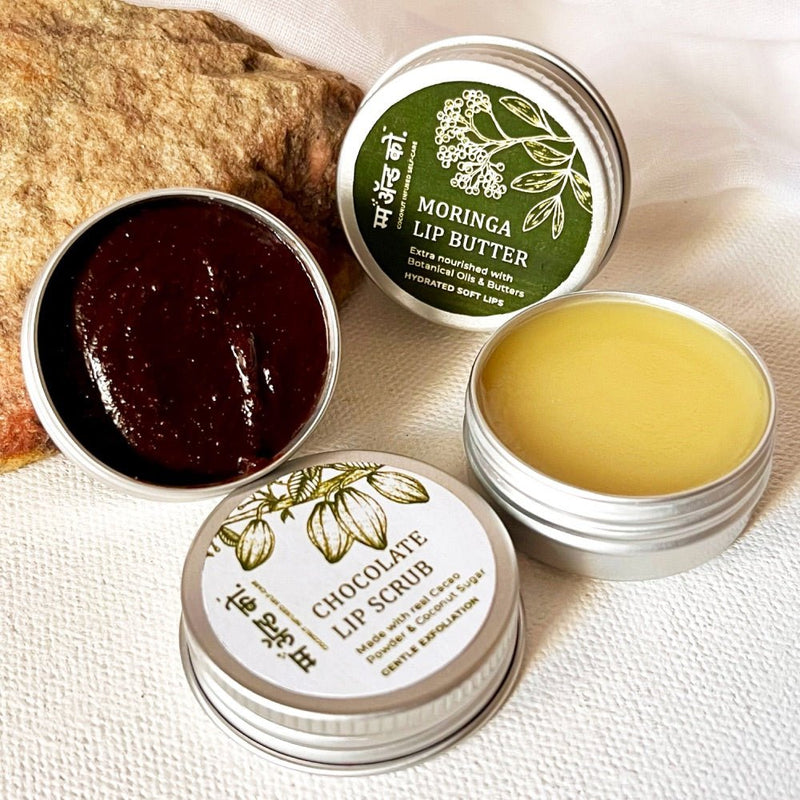 Lips Best Friends Pack - Moringa Lip Butter + Chocolate Lip Scrub | Verified Sustainable Gift Giving on Brown Living™