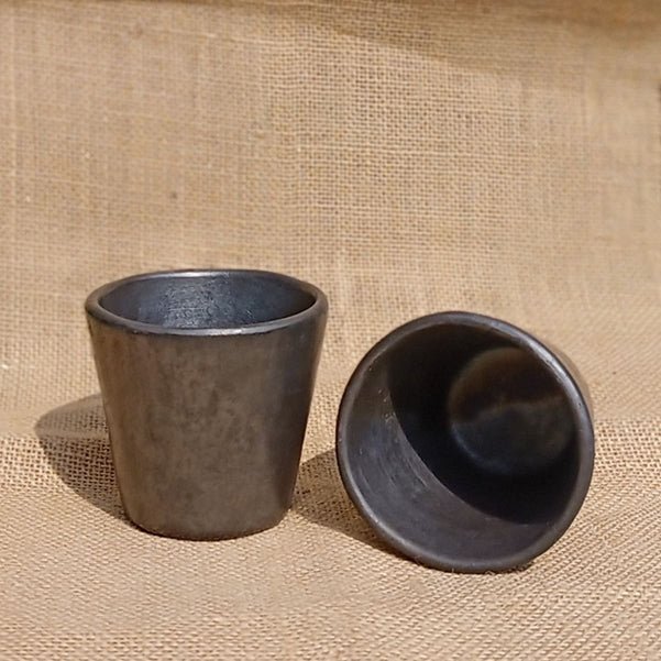 Longpi Black Pottery Tumblers - Trapezium Small - Set of 2 | Verified Sustainable Glasses & Tumblers on Brown Living™