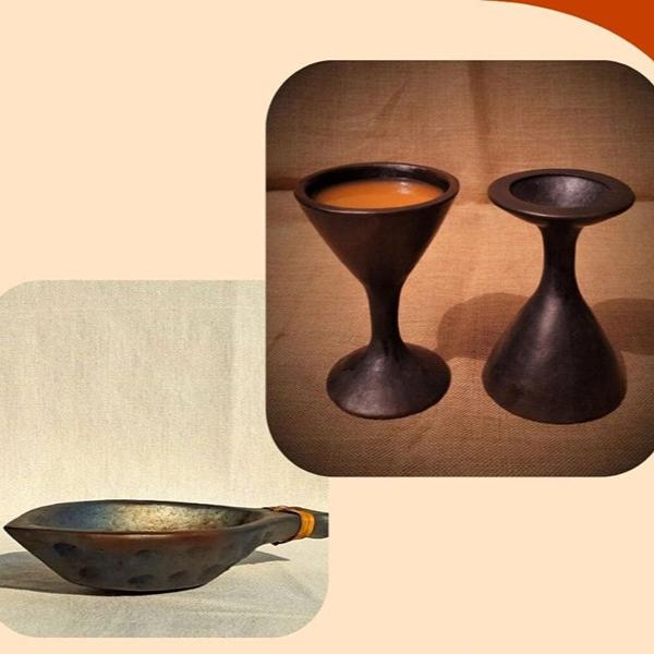 Longpi Black Pottery Wine Glasses and Snack Bowls Gift Set | Verified Sustainable Gift Giving on Brown Living™