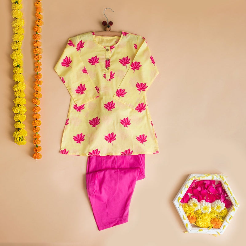 Lotus Bloom - Girls Ethnic wear | Verified Sustainable Kids Ethnic Sets on Brown Living™