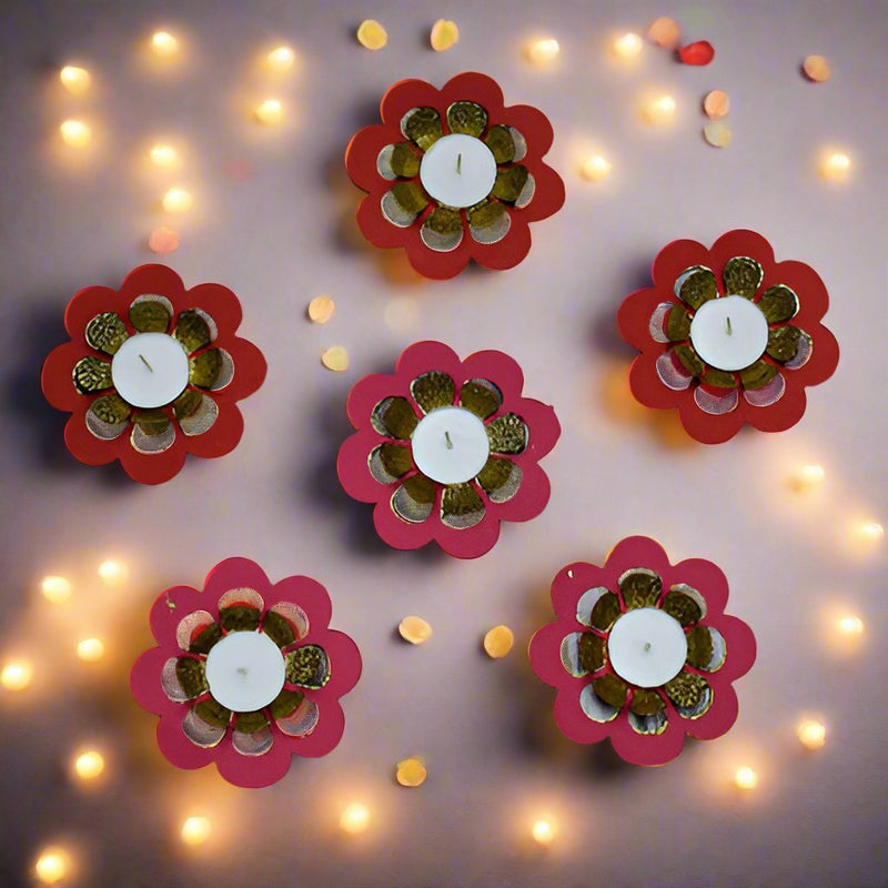 Marigold Paper Diya Rangoli - Set of 6 | Verified Sustainable Lamps & Lighting on Brown Living™