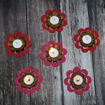 Marigold Paper Diya Rangoli - Set of 6 | Verified Sustainable Lamps & Lighting on Brown Living™