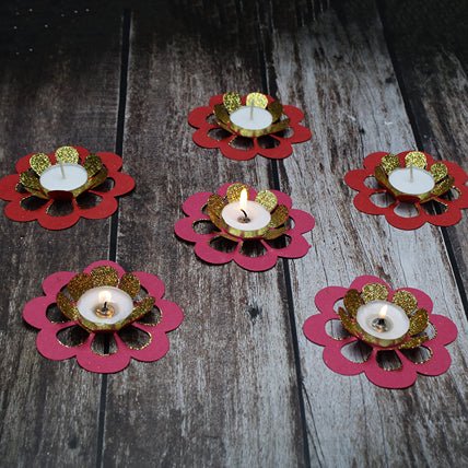 Marigold Paper Diya Rangoli - Set of 6 | Verified Sustainable Lamps & Lighting on Brown Living™