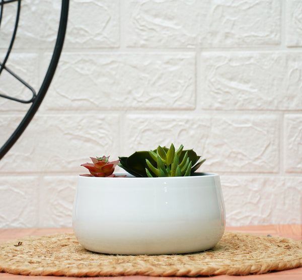 Metal Planters For Living Room - White (Pack of 1) | Verified Sustainable Pots & Planters on Brown Living™