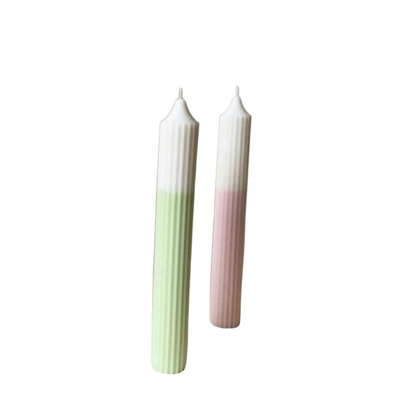 Mix and Match Pillar Candles- Large- Green Pink- Set of 2 | Verified Sustainable Candles Fragrances on Brown Living™