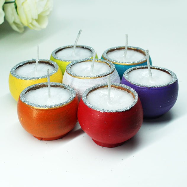 Multicolour Terracotta Pot Ball Perfumed Candles / Reusable Pots | Set of 12 | Verified Sustainable Candles & Fragrances on Brown Living™