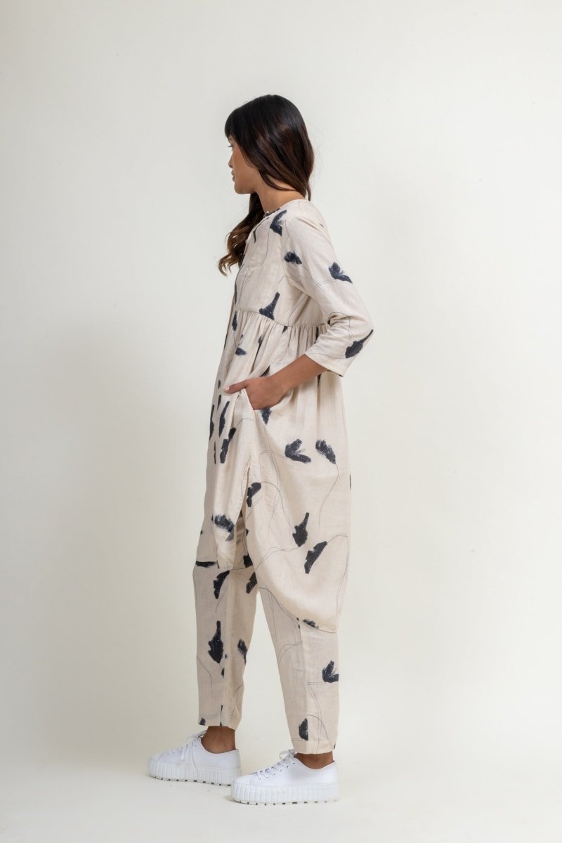 Naomi - Upcycled Cotton Linen Printed Set | Verified Sustainable Womens Co - Ord Sets on Brown Living™