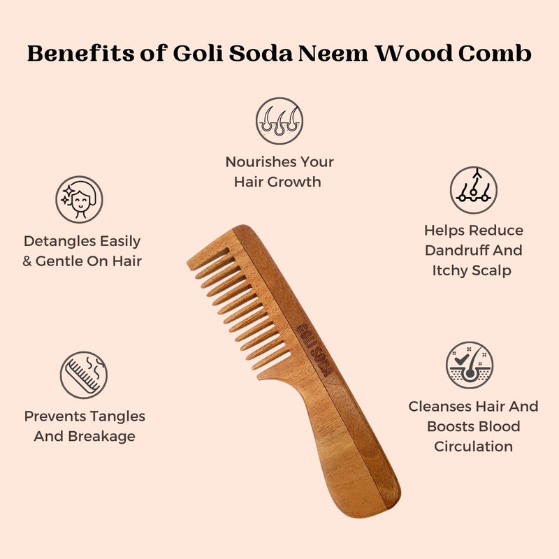 Neem Wood Combs - Wide Tooth with Handle & Double Tooth | Verified Sustainable Hair Comb on Brown Living™