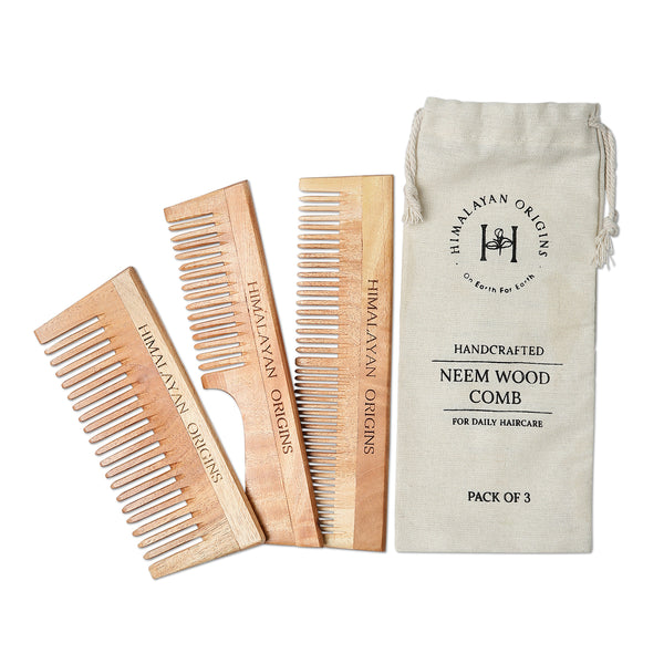 Buy Neem Wood Comb ( Pack of 3 ) | Shop Verified Sustainable Hair Comb on Brown Living™