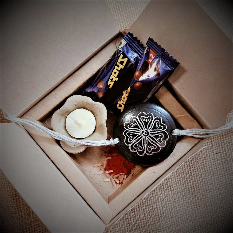 Nizamabad Black Pottery Rakhi Hamper | Verified Sustainable Rakhi on Brown Living™