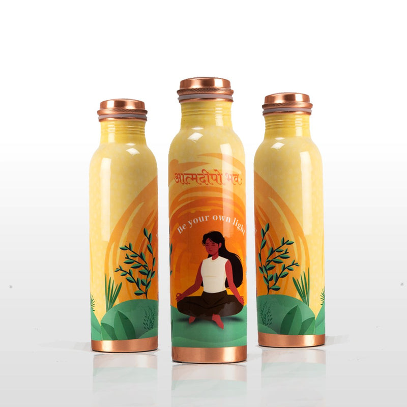 Orange light Copper Bottle - 500 ml | Verified Sustainable Bottles & Sippers on Brown Living™