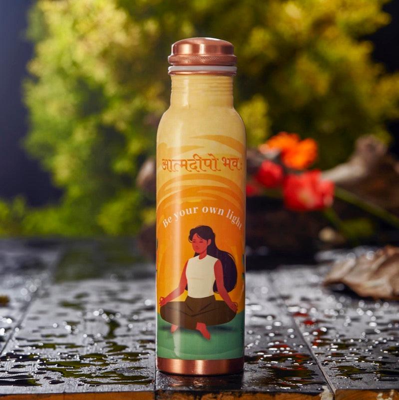 Orange light Copper Bottle - 500 ml | Verified Sustainable Bottles & Sippers on Brown Living™