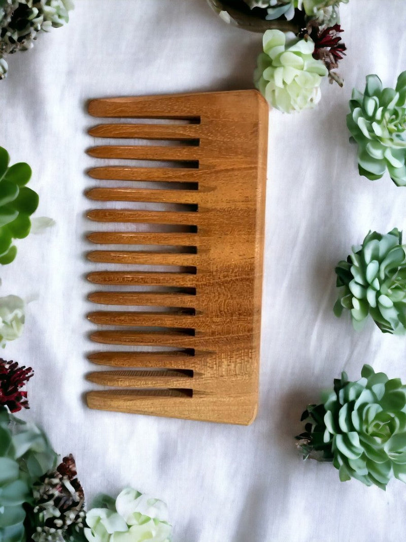 Organic Wooden Neem Wood Comb Range - Pack of 1 | Verified Sustainable Hair Comb on Brown Living™