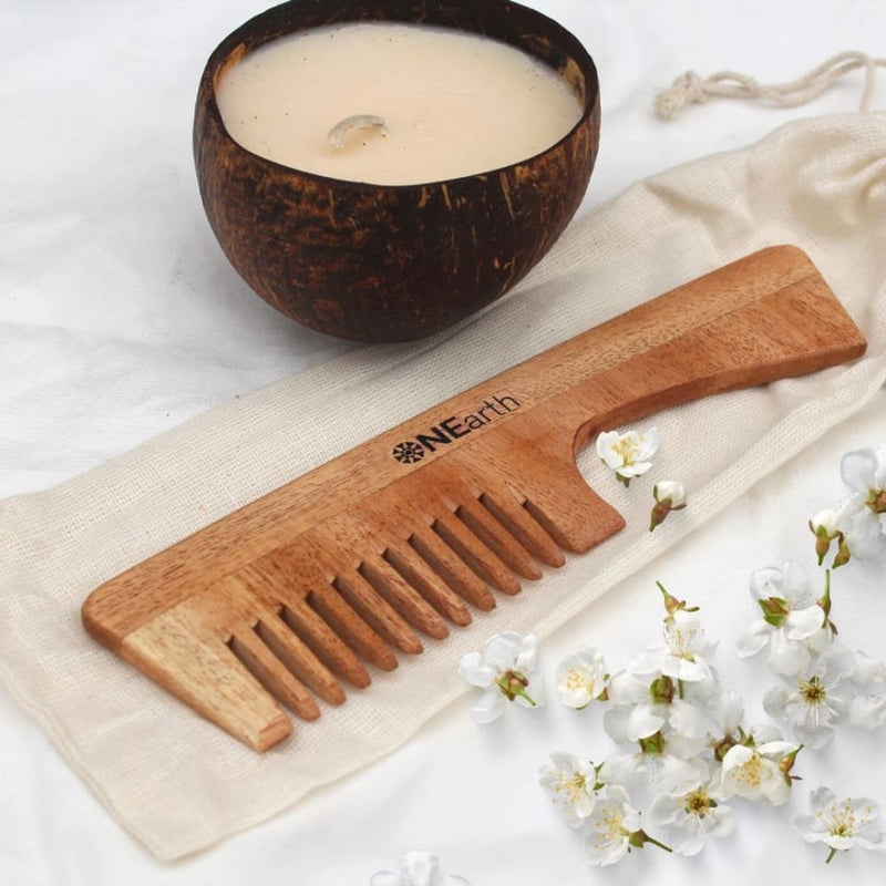 Organic Wooden Neem Wood Comb Range - Pack of 1 | Verified Sustainable Hair Comb on Brown Living™