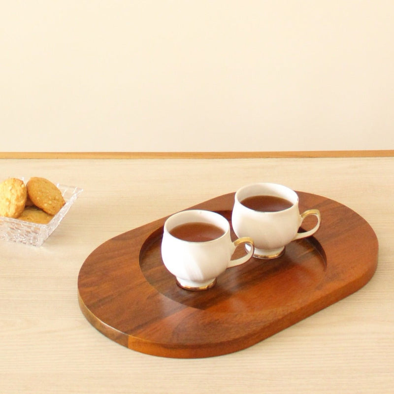 Oval-Ellipse Mango Wood Serving Platter Tray | Verified Sustainable Trays & Platters on Brown Living™