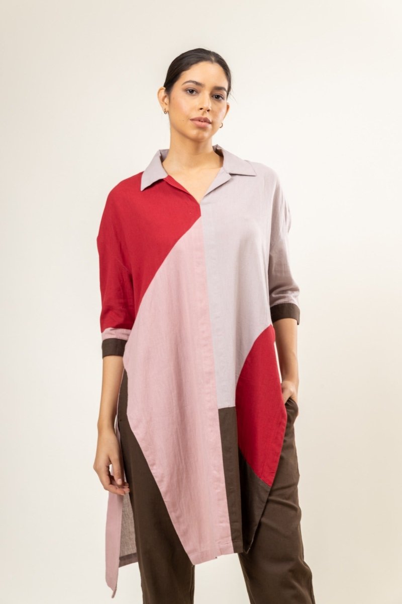 Panelled Blake Upcycled Cotton Tunic | Verified Sustainable Womens Tunic on Brown Living™