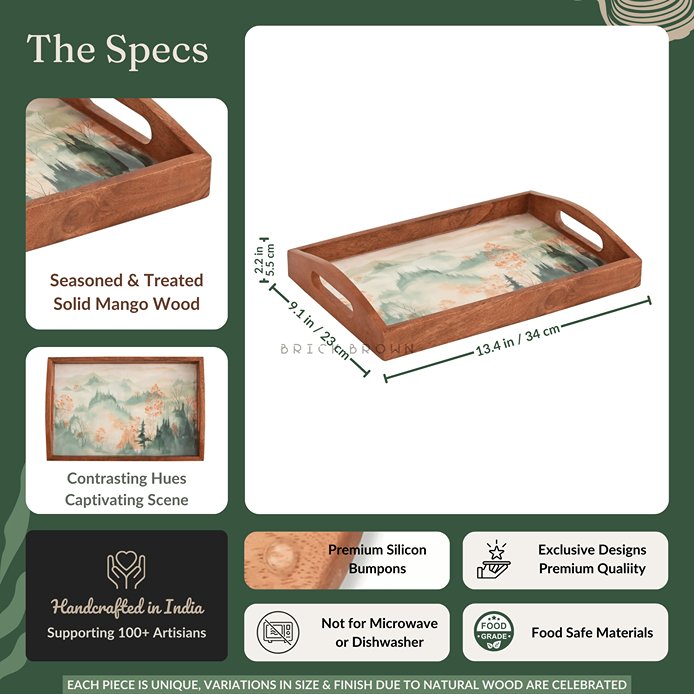 Panorama Handcrafted Serving Tray | Made with Mango Wood | Verified Sustainable Trays & Platters on Brown Living™