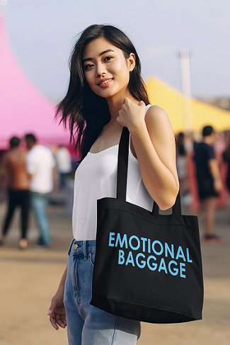 Premium Cotton Canvas Tote Bag - Emotional Baggage Black | Verified Sustainable Tote Bag on Brown Living™