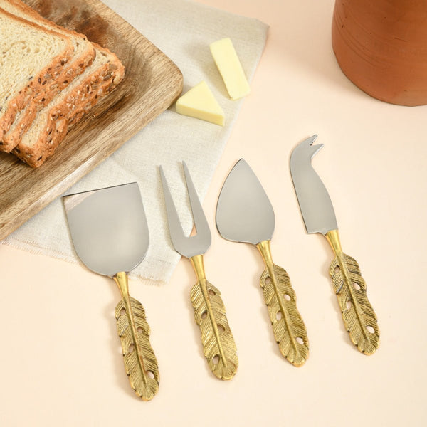 Punkh Cheese Brass & Stainless Steel Knife Set | Verified Sustainable Kitchen Tools on Brown Living™