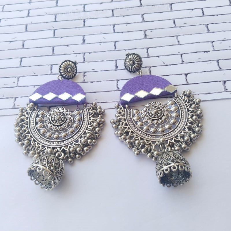 Purple Oxidized Mirror Heavy Jhumka | Verified Sustainable Womens earrings on Brown Living™