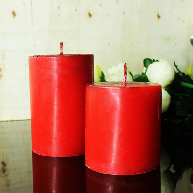 Red Pillar Jumbo Perfumed Candles / Set of 4 | Verified Sustainable Candles & Fragrances on Brown Living™