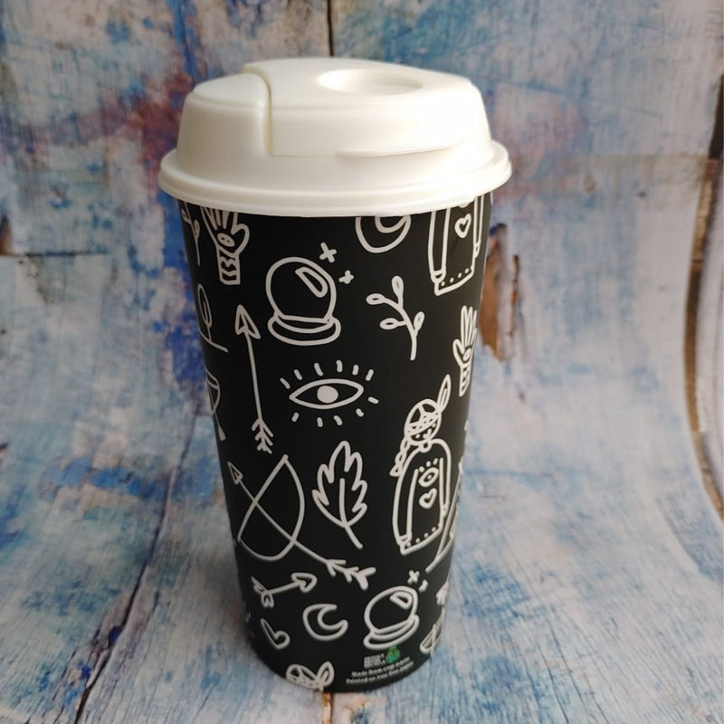 Rice Husk Coffee Cup - 475 ml - Doodle Art | Verified Sustainable Bottles & Sippers on Brown Living™