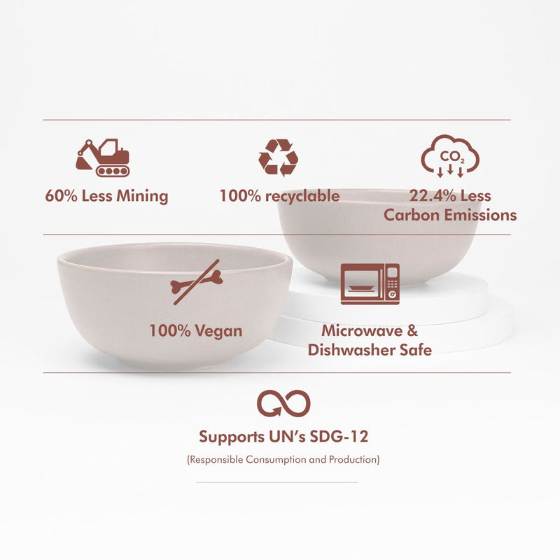 Rock - Recycled Ceramic Bowls | Set of 2 | Verified Sustainable Cups & Saucers on Brown Living™