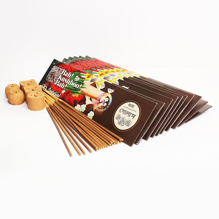 Rose Bah Kushboo Bah Premium Sensorial Aromatic Incense Sticks (10 Packs = 400+ Sticks) | Verified Sustainable Pooja Needs on Brown Living™