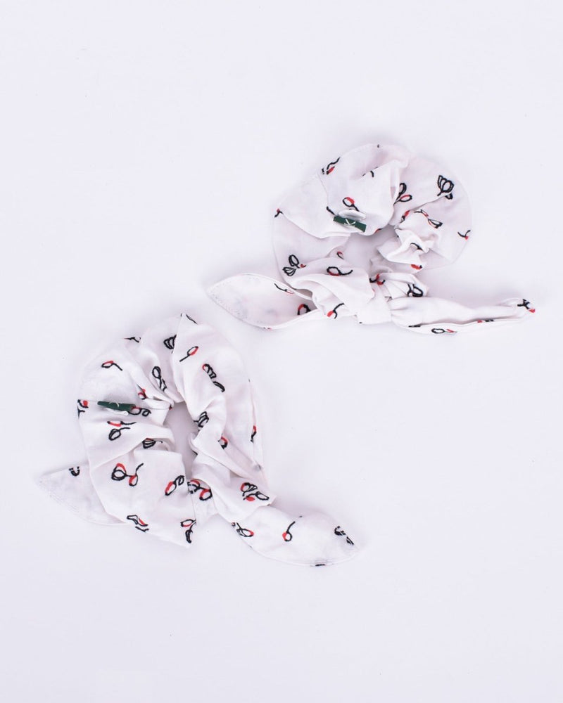 Rose Printed Bamboo Scrunchies (Set of 2) | Verified Sustainable Womens Accessories on Brown Living™