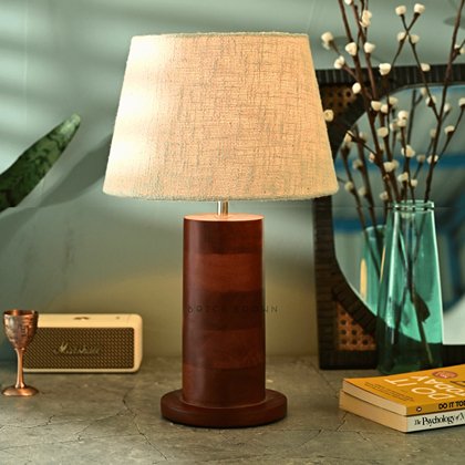 Rounded Twist Night Lamp | Handcrafted Mango Wood Table Lamp | Verified Sustainable Lamps & Lighting on Brown Living™