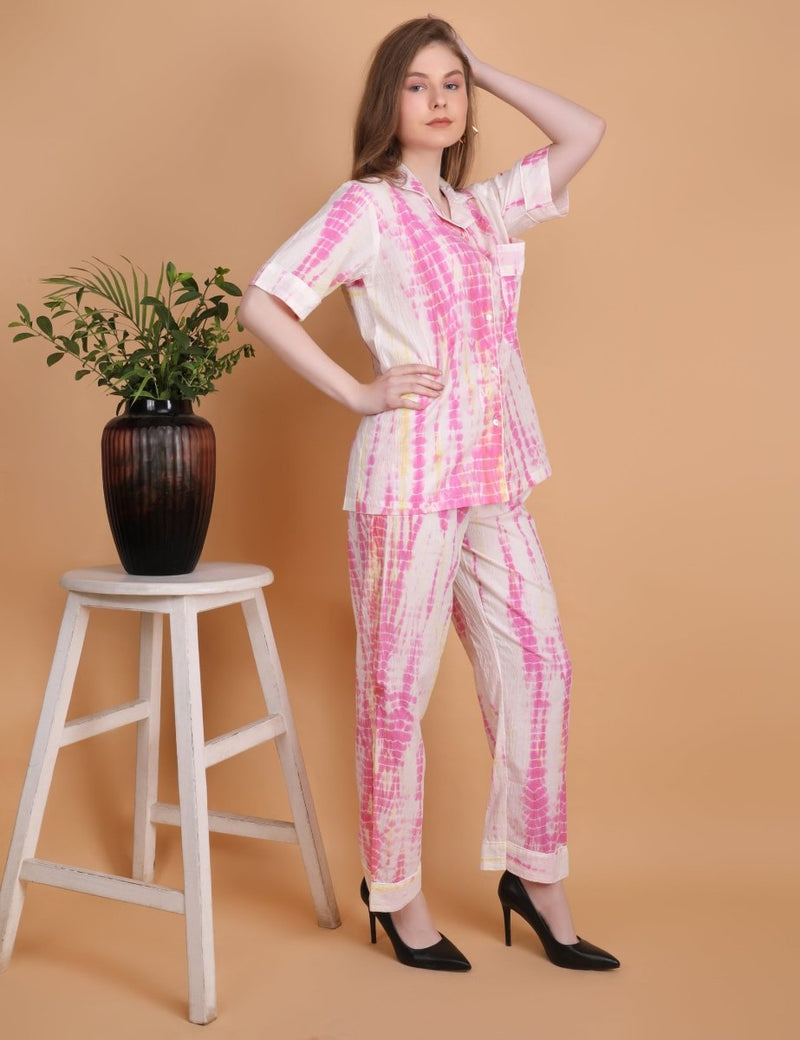 Ruby Handblock Print Cotton Pyjama Set | Verified Sustainable Womens Co - Ord Sets on Brown Living™