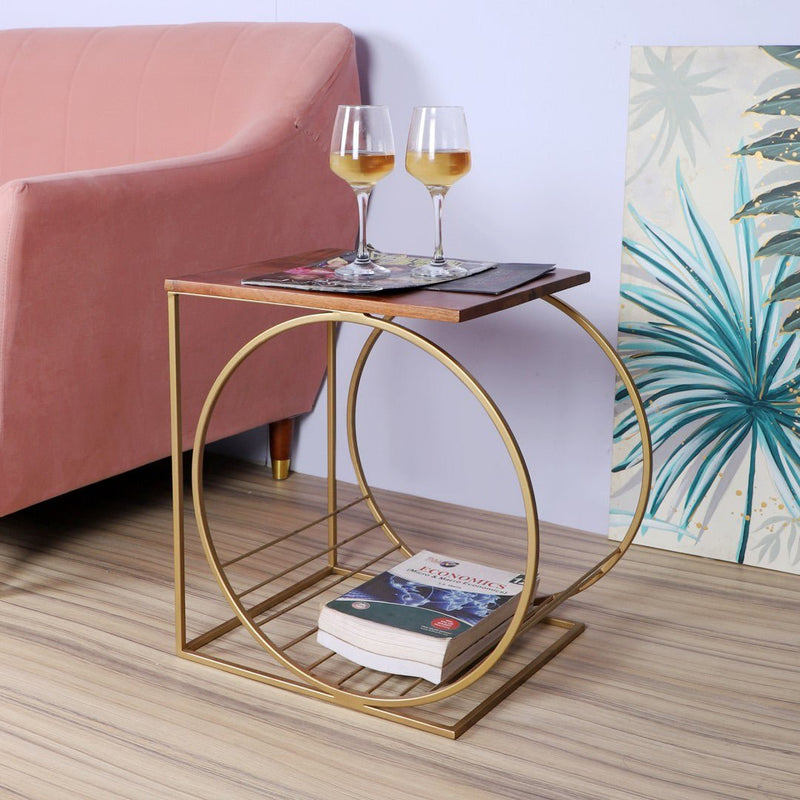 Running Wheel Accent Wooden Table | Verified Sustainable Decor & Artefacts on Brown Living™