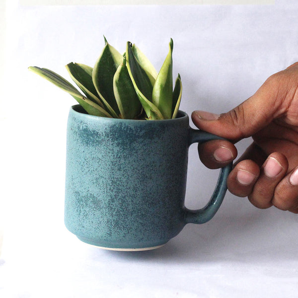 Rustic Vana - Limited Edition Recycled Ceramic Desk Planter with holder | Verified Sustainable Cups & Saucers on Brown Living™