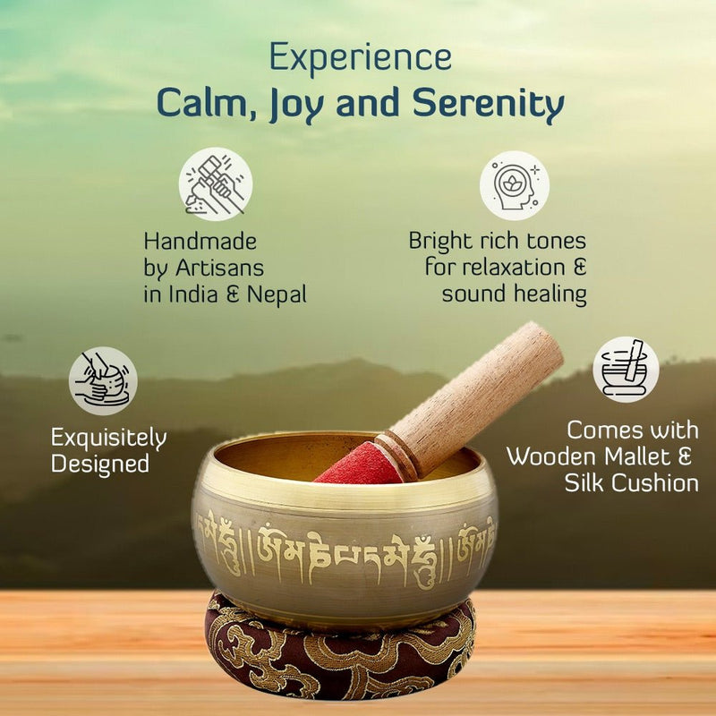 Sacred Mantra Bowls - 4 Inches - Gold | Verified Sustainable Musical Instruments on Brown Living™