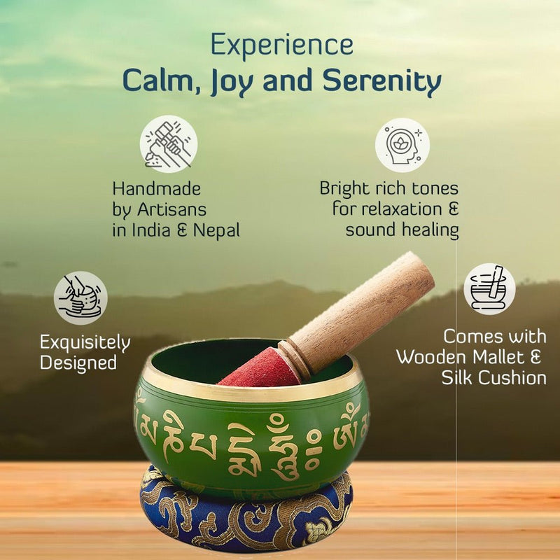 Sacred Mantra Bowls - 4 Inches - Green | Verified Sustainable Musical Instruments on Brown Living™