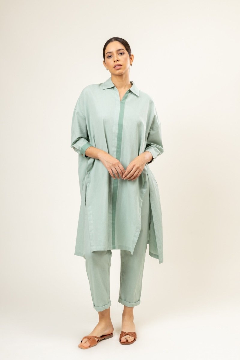 Sage Green Blake - Upcycled Cotton Tunic | Verified Sustainable Womens Tunic on Brown Living™