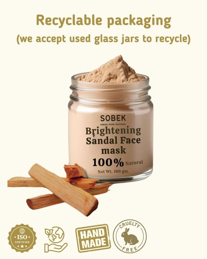 Sandal Brightening Powder Face Mask Pack 100 g | Verified Sustainable Face Mask on Brown Living™