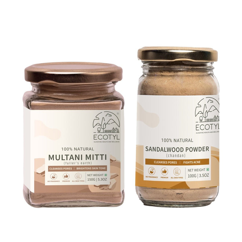 Sandalwood Powder 100g and Multani Mitti 150g- Face Pack Combo | Verified Sustainable Face Mask on Brown Living™