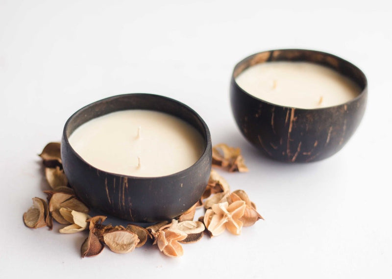 Scented Coconut Shell Soy Candles- Set of 2 | Verified Sustainable Candles & Fragrances on Brown Living™