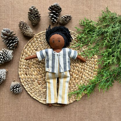 Single Doll - Aadhya - Cotton Fabric Toy - Deep | Verified Sustainable Role & Pretend Play Toys on Brown Living™