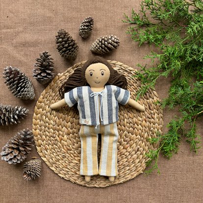 Single Doll - Aadhya - Cotton Fabric Toy - Warm | Verified Sustainable Role & Pretend Play Toys on Brown Living™