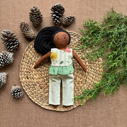 Single Doll - Anvi - Cotton Fabric Toy - Deep | Verified Sustainable Role & Pretend Play Toys on Brown Living™