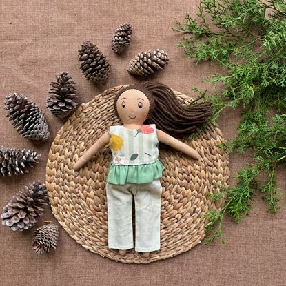 Single Doll - Anvi - Cotton Fabric Toy - Warm | Verified Sustainable Role & Pretend Play Toys on Brown Living™