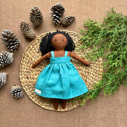 Single Doll - Bhumi - Cotton Fabric Toy - Deep | Verified Sustainable Role & Pretend Play Toys on Brown Living™