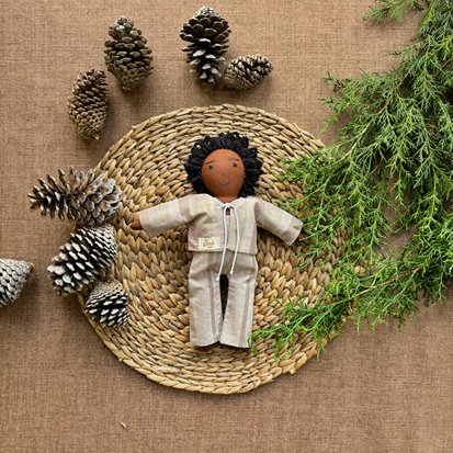 Single Doll - Farhan - Cotton Fabric Toy - Deep | Verified Sustainable Role & Pretend Play Toys on Brown Living™