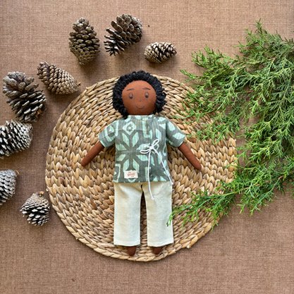 Single Doll - Jiten - Cotton Fabric Toy - Deep | Verified Sustainable Role & Pretend Play Toys on Brown Living™