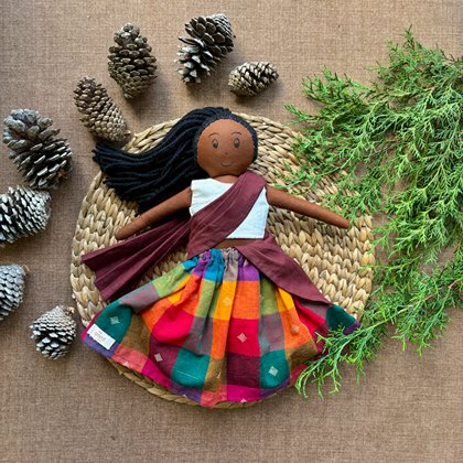 Single Doll - Krishna - Cotton Fabric Toy - Deep | Verified Sustainable Role & Pretend Play Toys on Brown Living™