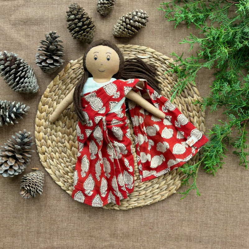 Single Doll - Manjula - Cotton Fabric Toy - Warm | Verified Sustainable Role & Pretend Play Toys on Brown Living™